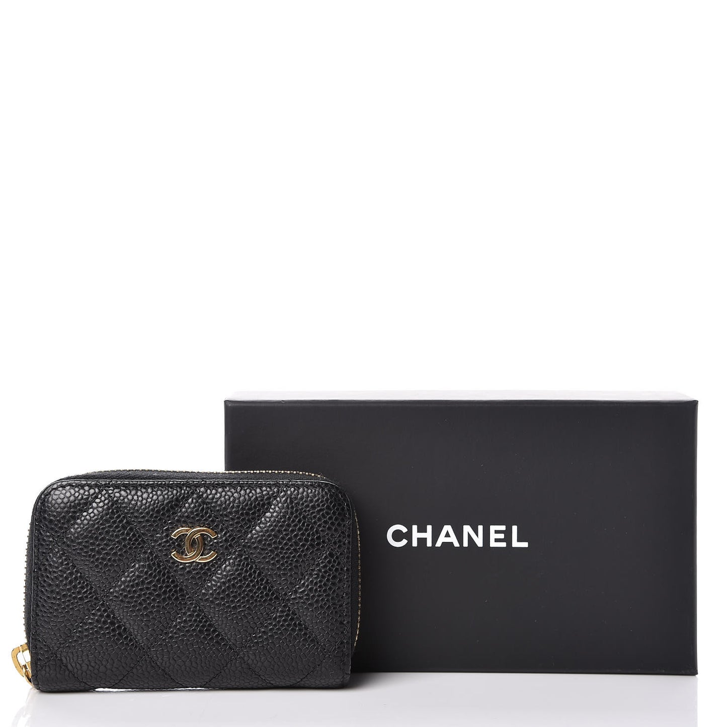 Caviar Quilted Zip Coin Purse Black