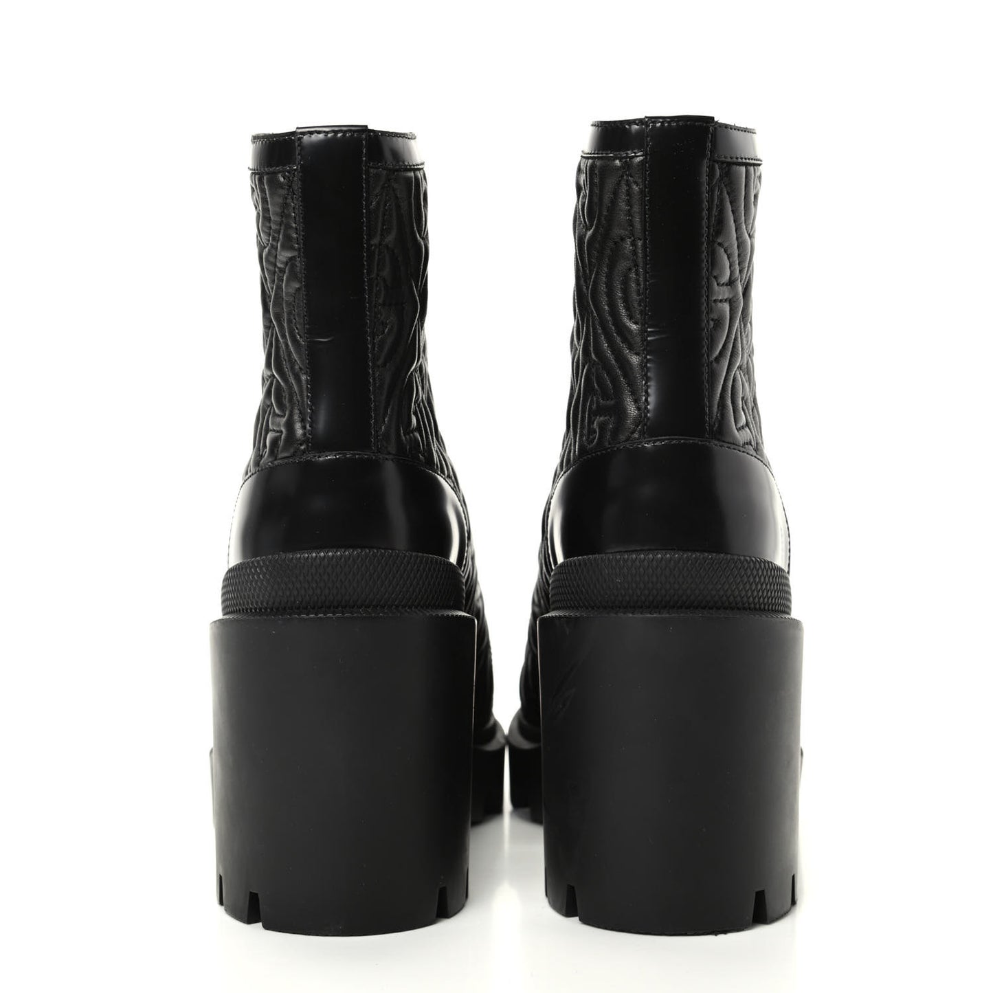 Calfskin Nappa Rhombus Quilted Trip Ankle Boots 39.5 Black