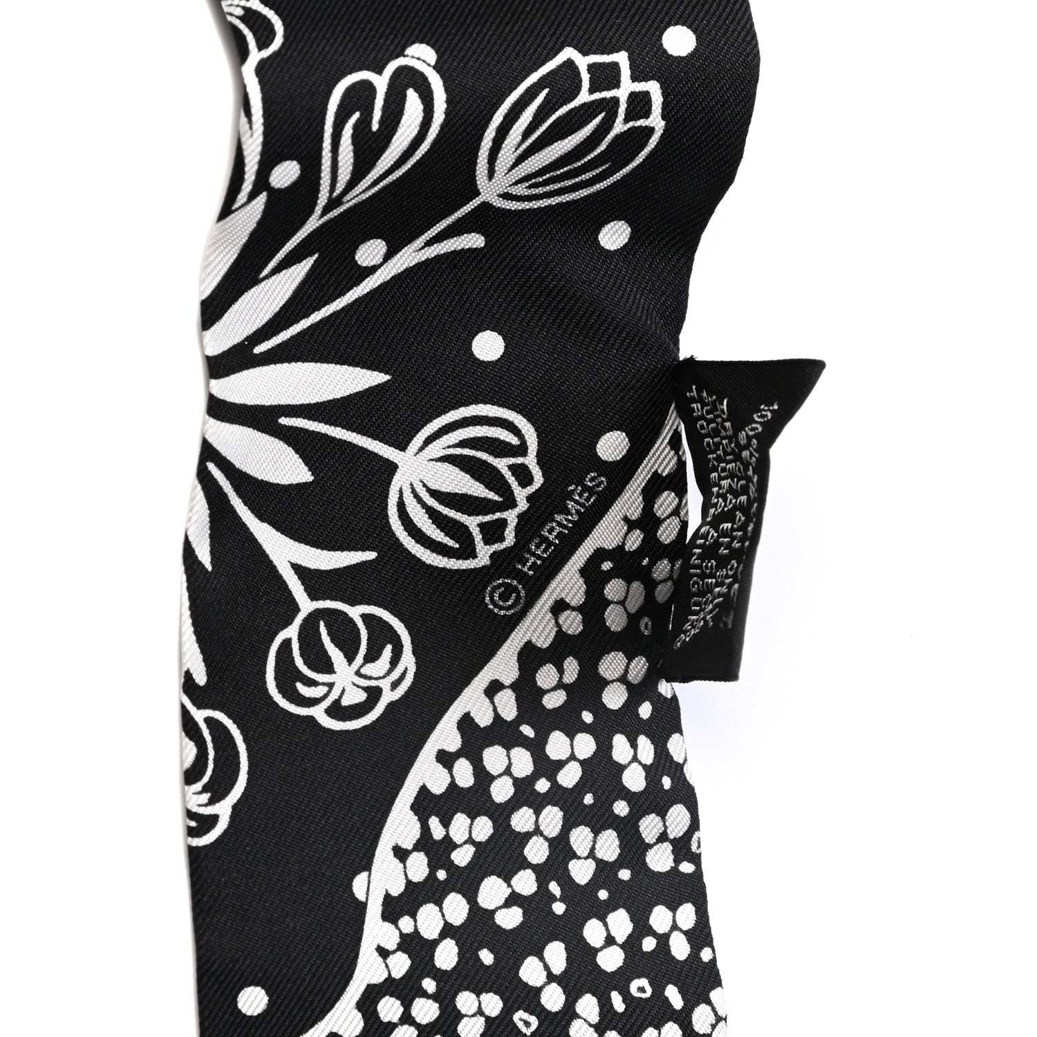 Hermes Silk Les Leopards Twilly Black White 3 of 4