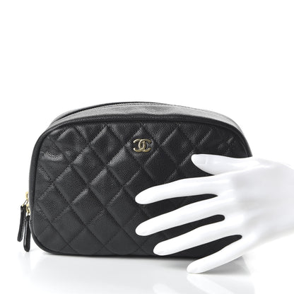 Chanel Caviar Quilted Curvy Pouch Cosmetic Case Black 2 of 10