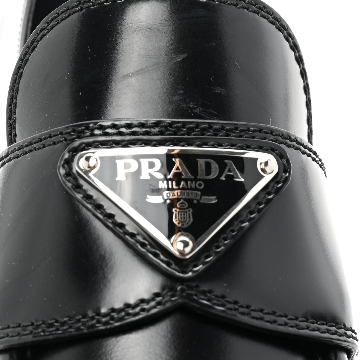 Spazzolato Metal Triangle Logo 50mm Loafers 38 Black