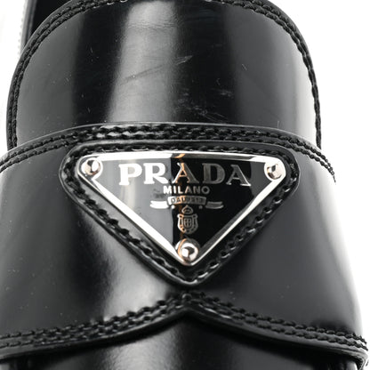 Prada Spazzolato Metal Triangle Logo 50mm Loafers 38 Black 9 of 12