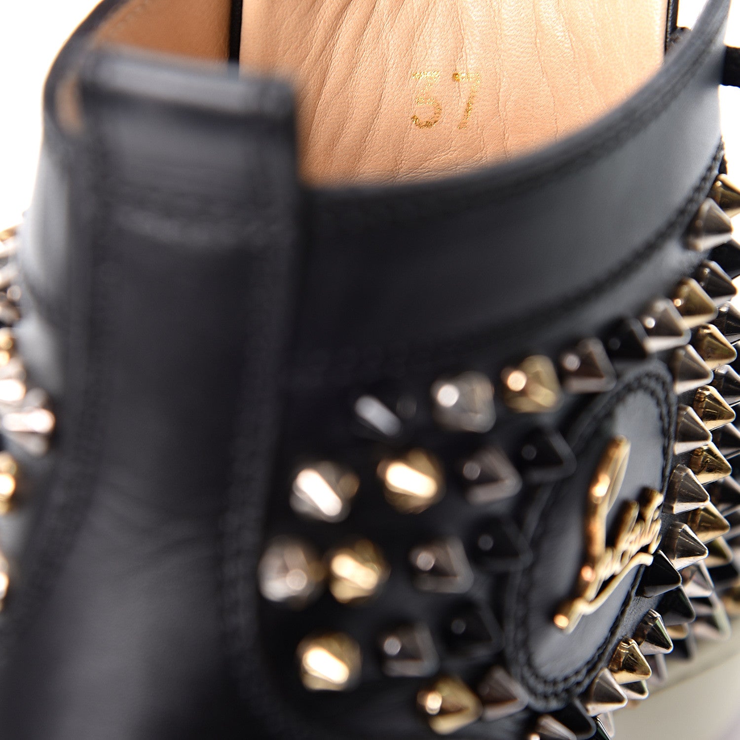 Christian Louboutin Calfskin Womens Louis Spikes Flat Sneakers 37 Black Multi 9 of 11