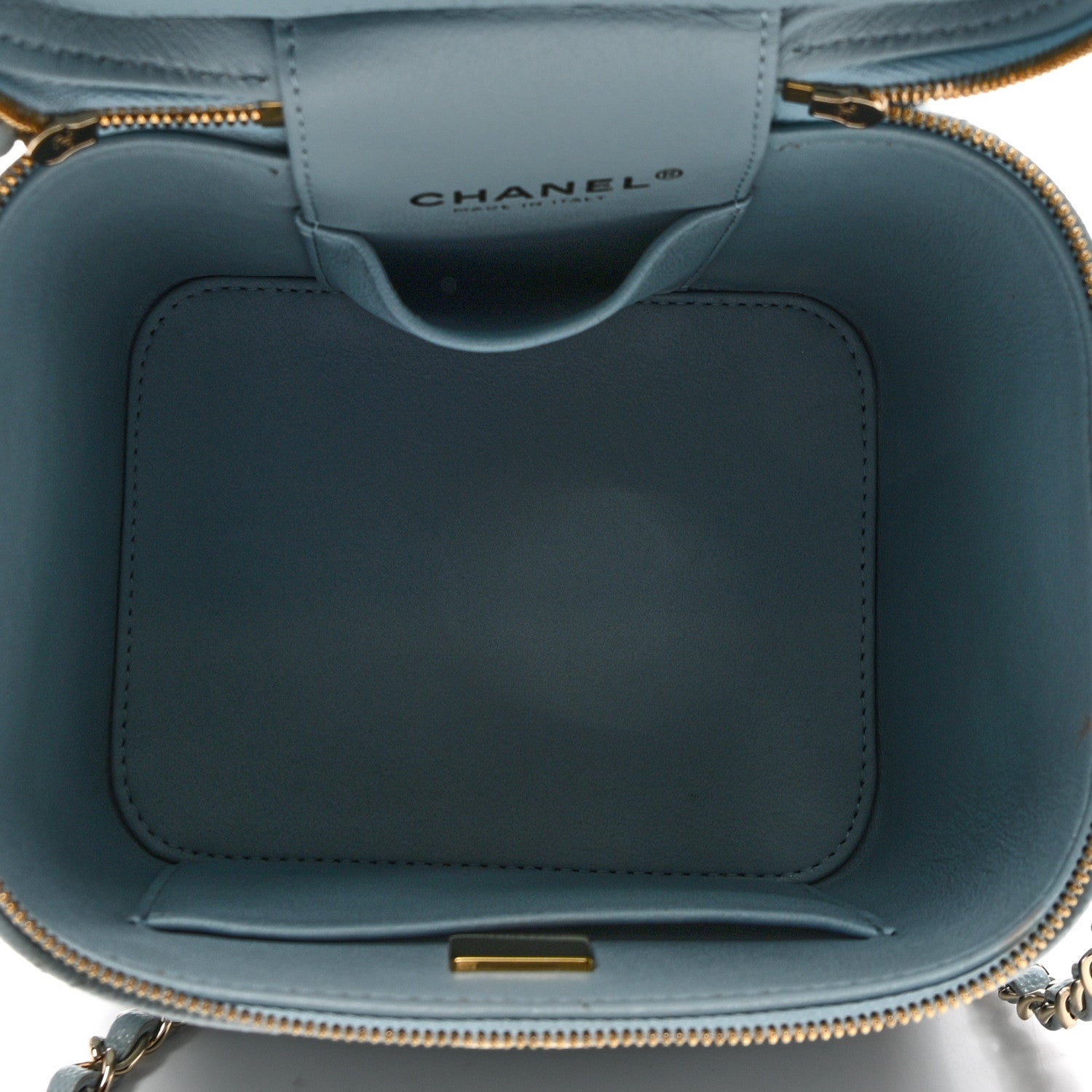 Chanel Caviar Quilted Small Top Handle Vanity Case With Chain Light Blue 5 of 11