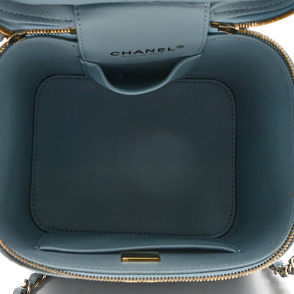 Chanel Caviar Quilted Small Top Handle Vanity Case With Chain Light Blue 5 of 11