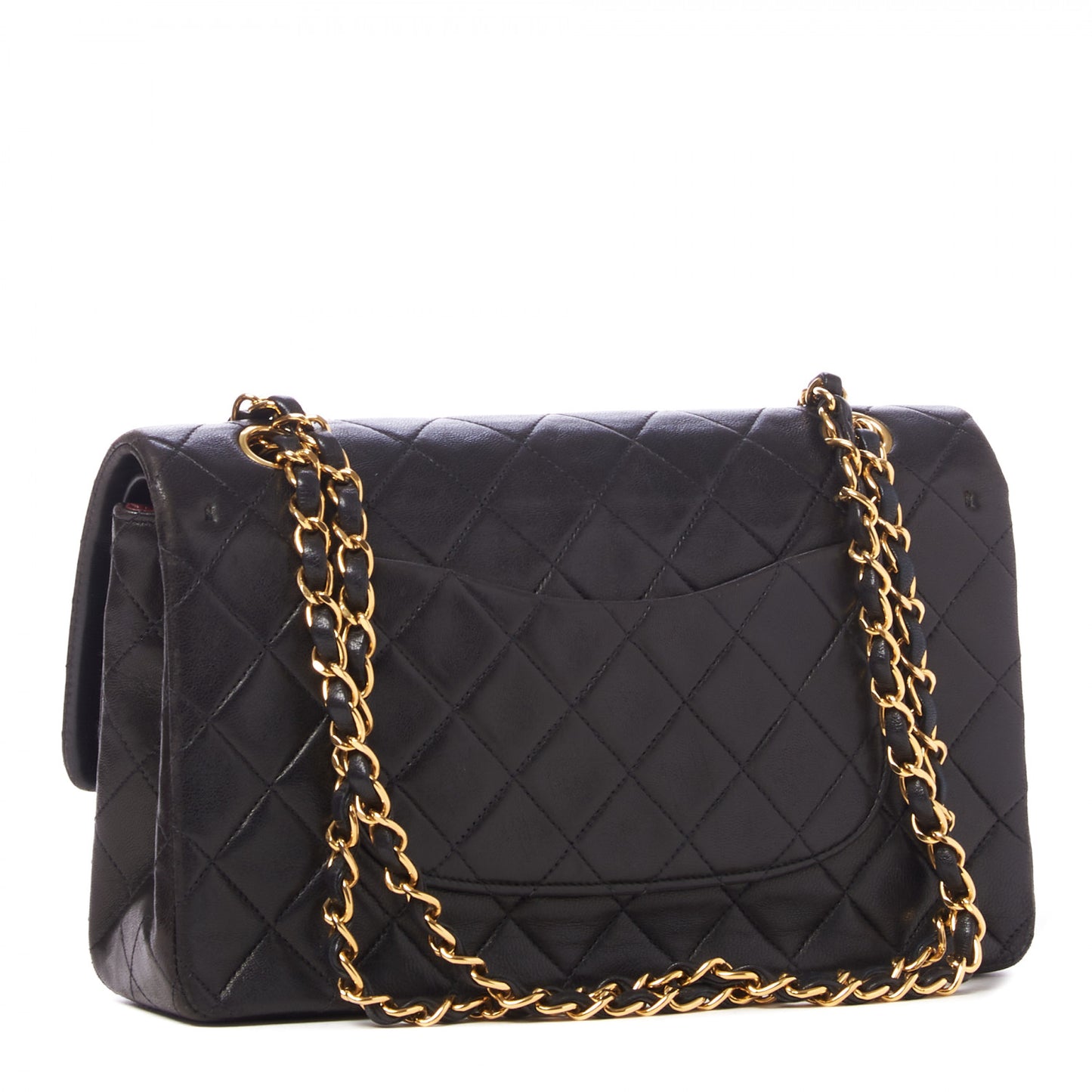 Lambskin Quilted Medium Double Flap Black