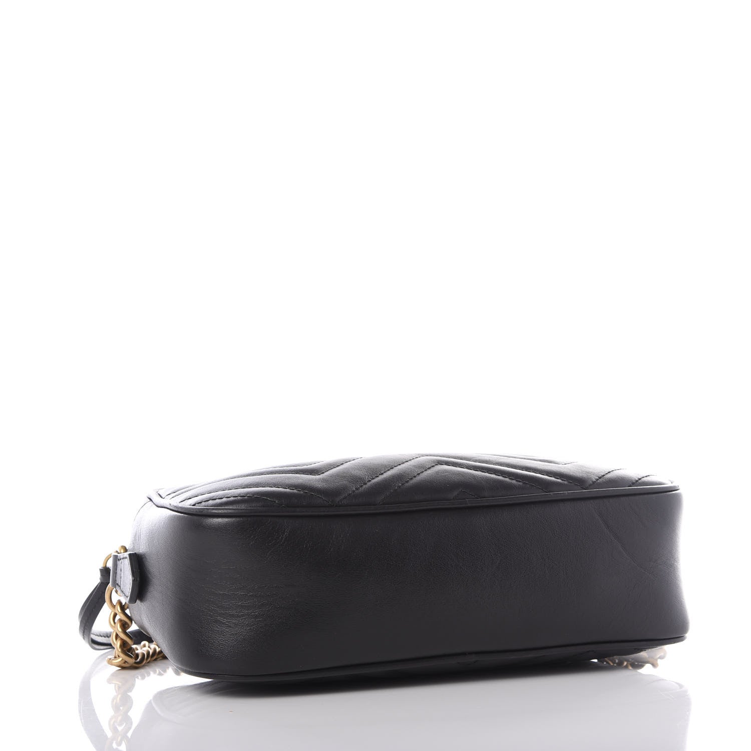 Gucci Calfskin Matelasse Small GG Marmont Chain Shoulder Bag Black 3 of 9