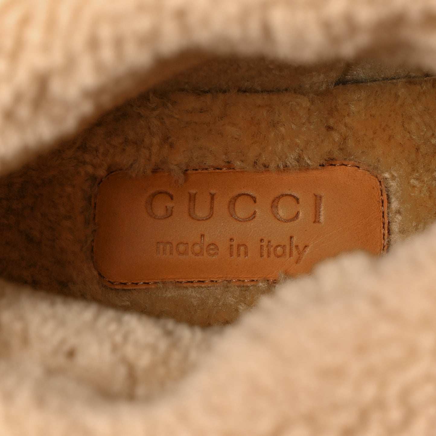 Covered Wool GG Monogram Mens Fria Horsebit Ankle Boots 9 Beige Ebony Butterscotch