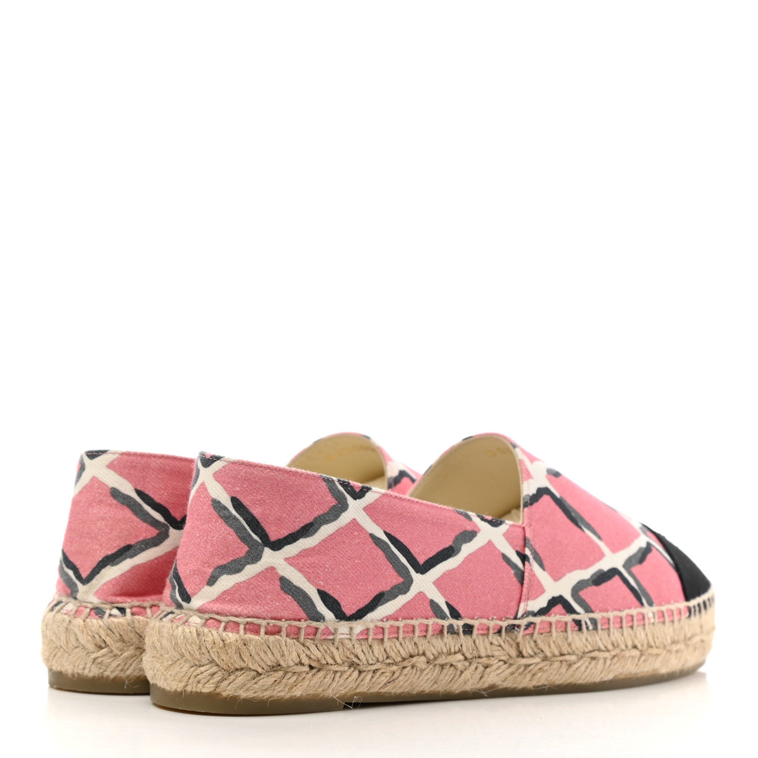 Chanel Printed Canvas Grosgrain Espadrilles 39 Pink Black 4 of 9