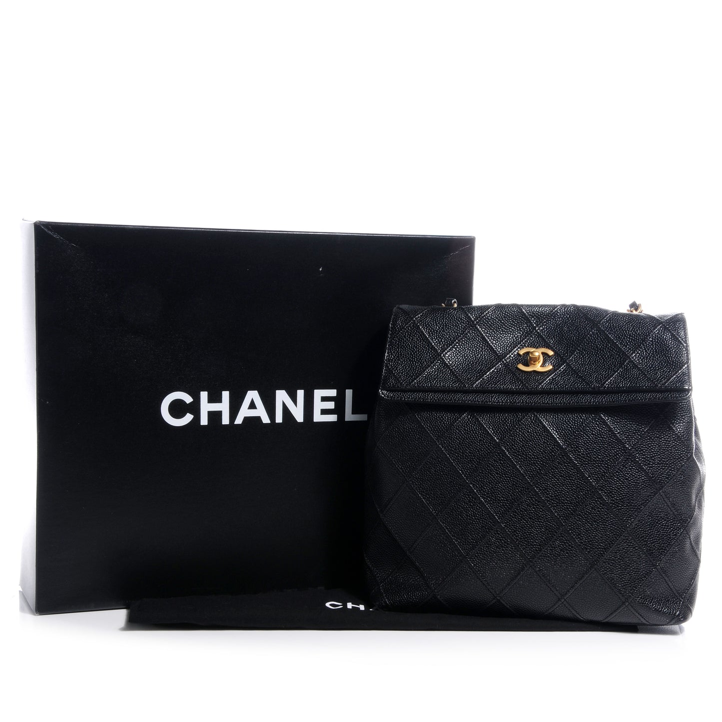 Caviar Diamond Stitched Shoulder Bag Black