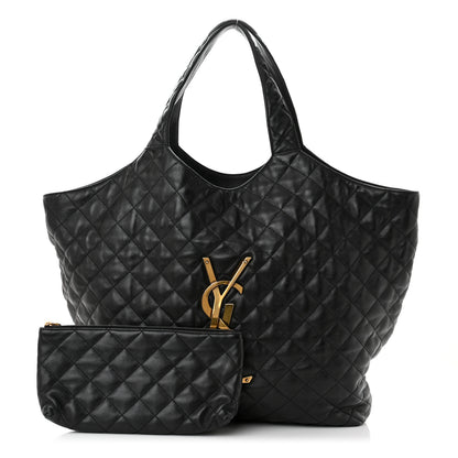 Saint Laurent Lambskin Quilted Maxi Icare Shopping Tote Black 1 of 12