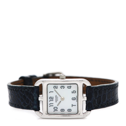 Hermes Stainless Steel Alligator Mother of Pearl 19mm Cape Cod Quartz Watch Bleu Abysse 2 of 7