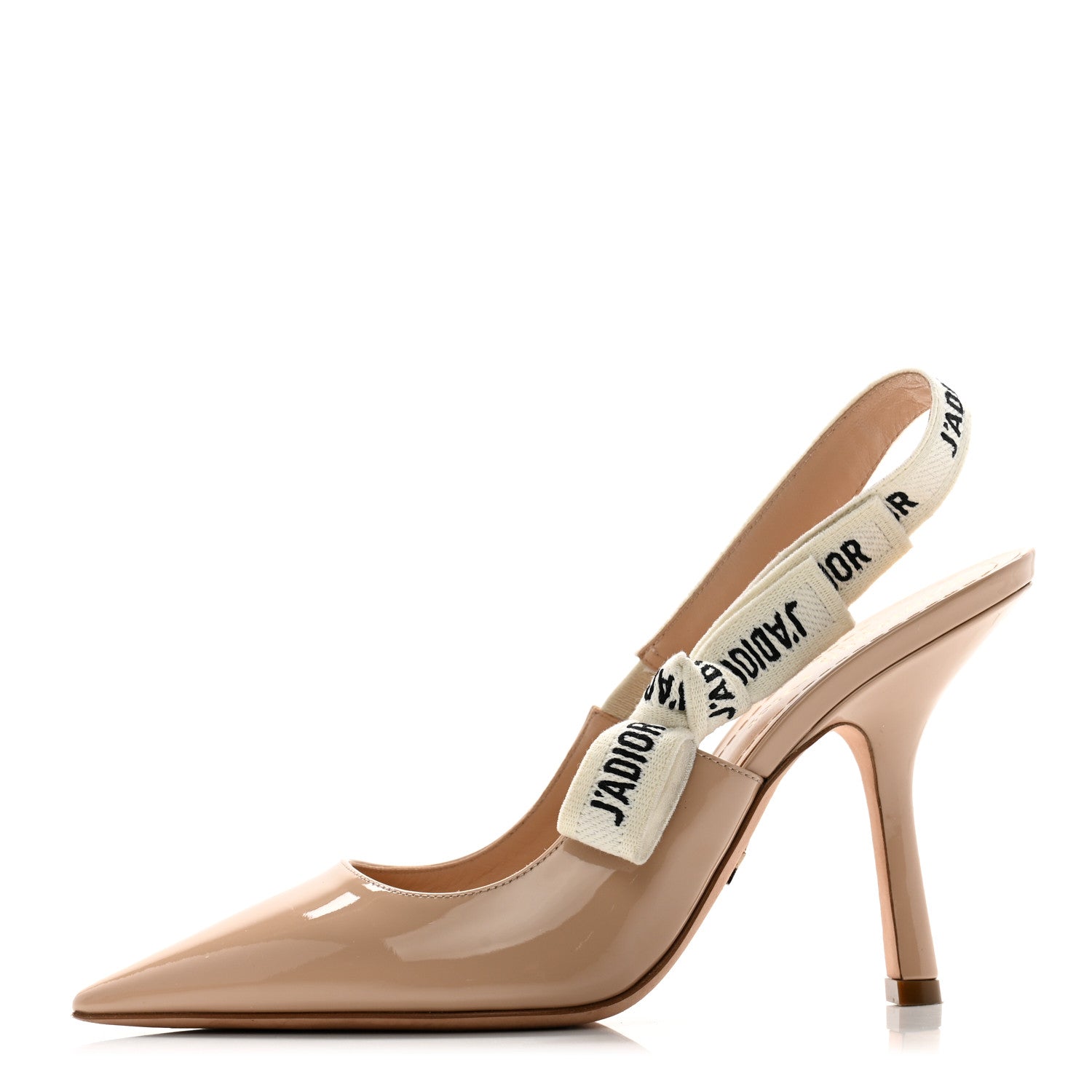 Christian Dior Patent Ribbon J'Adior Slingback 100mm Pumps 37.5 Nude 1 of 10
