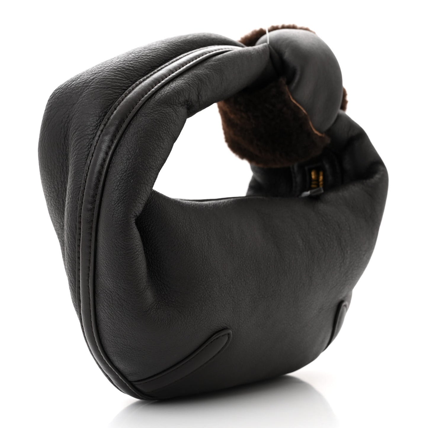 Calfskin Shearling Aviator Mini Jodie Dark Brown Fondant