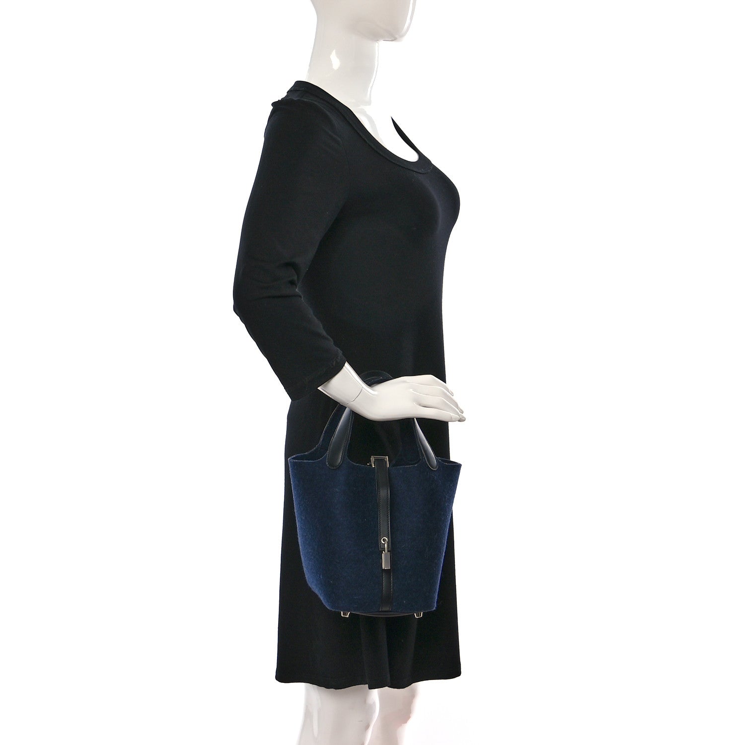 Hermes Feutre Swift Picotin Lock 18 PM Bleu Nuit Black 2 of 13