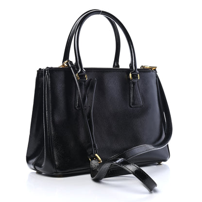 Prada Saffiano Vernice Small Galleria Double Zip Tote Black 2 of 5