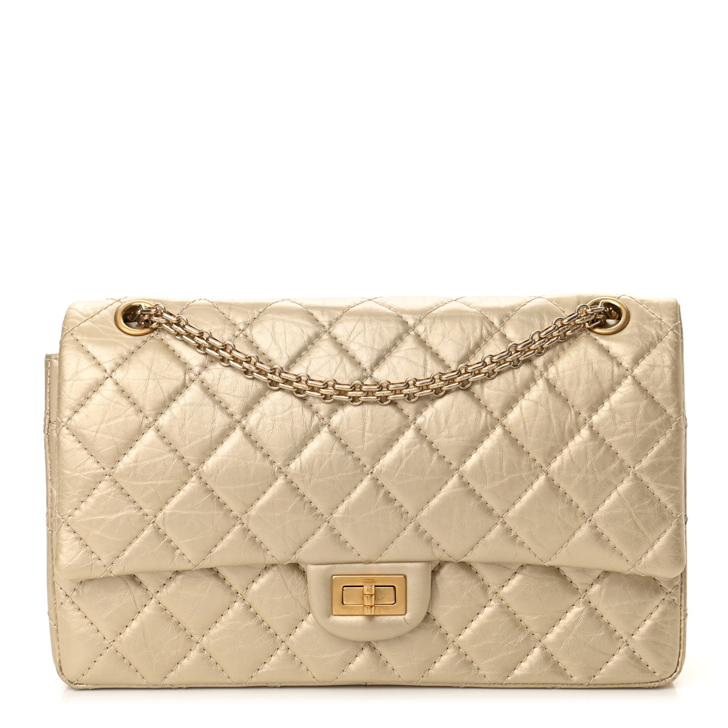 Chanel Metallic Aged Calfskin Quilted 2.55 Reissue 226 Flap Pale Gold 1 of 10