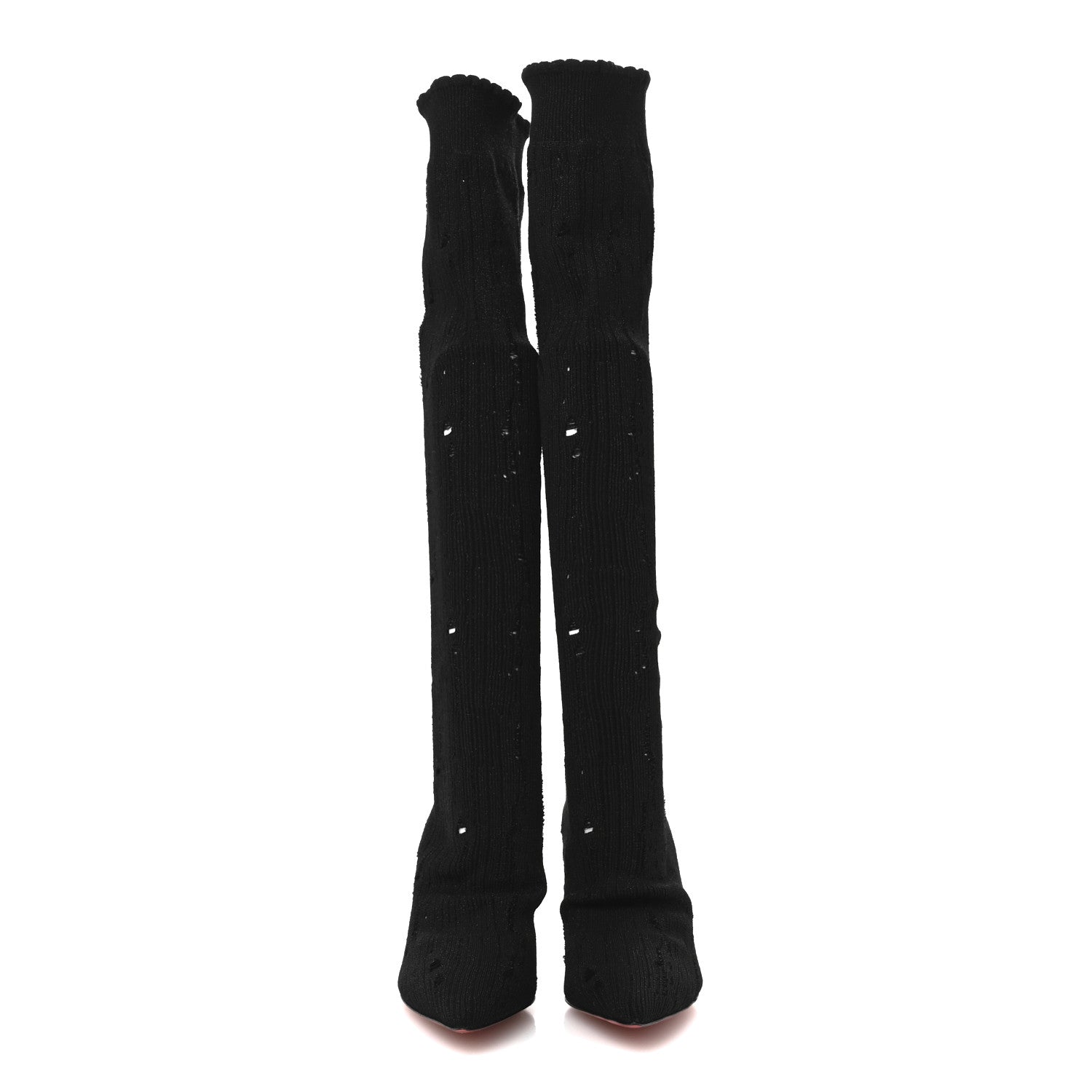 Christian Louboutin Tricot Lurex Sandrine 80 Sock Knee Boots 36 Black 2 of 7