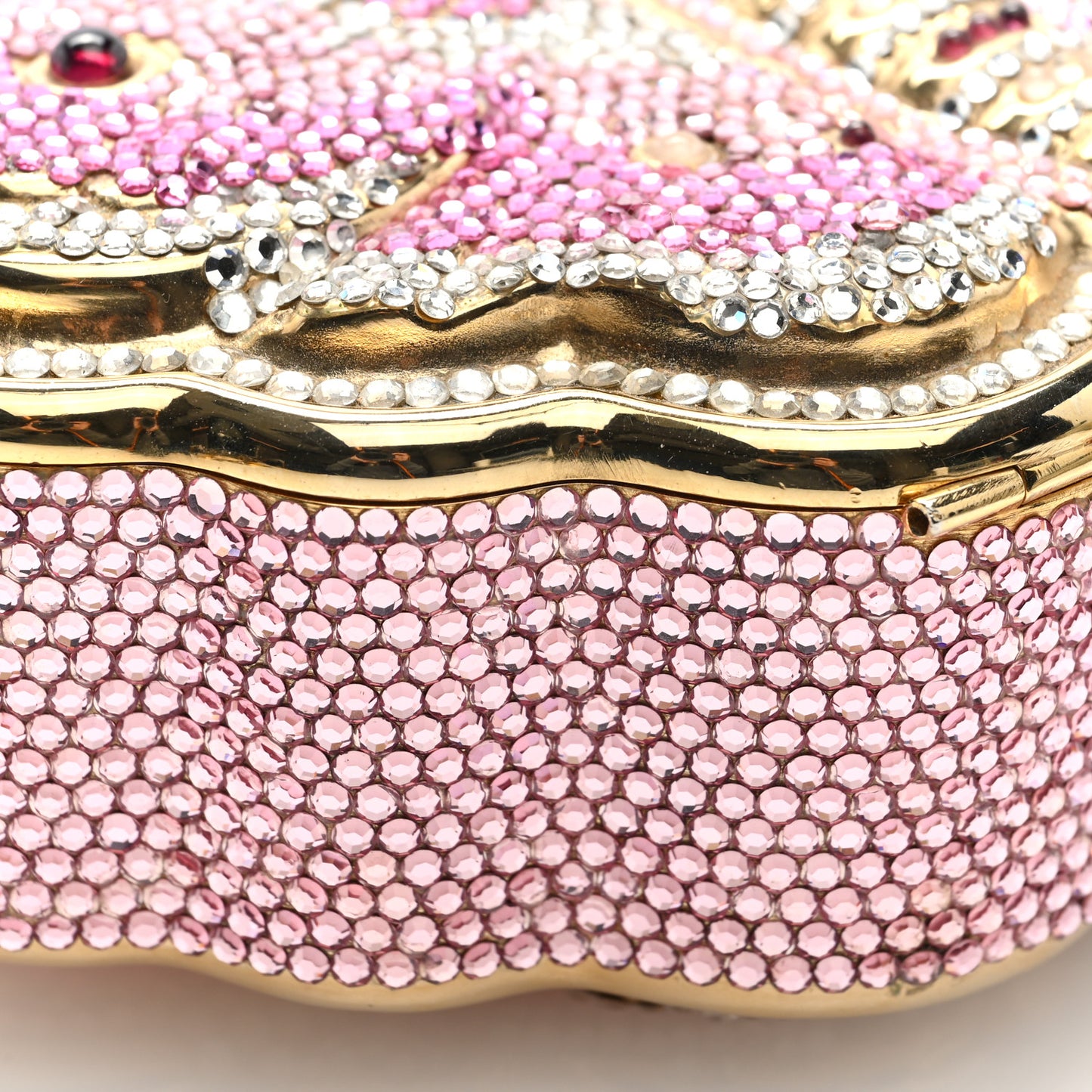Crystal Butterfly Celestrina Minaudiere Clutch Gold Pink