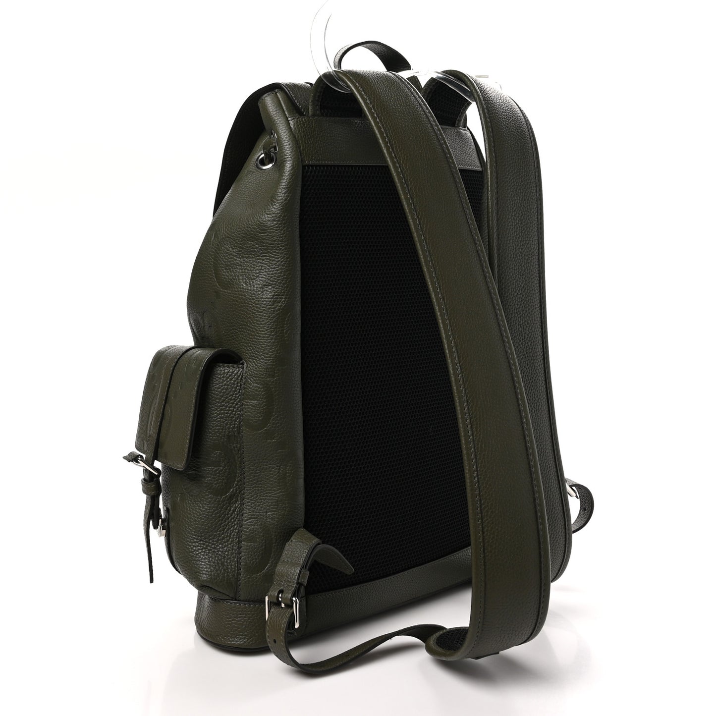 Piuma Calfskin Jumbo GG Embossed Double Buckle Backpack  Vintage Olive