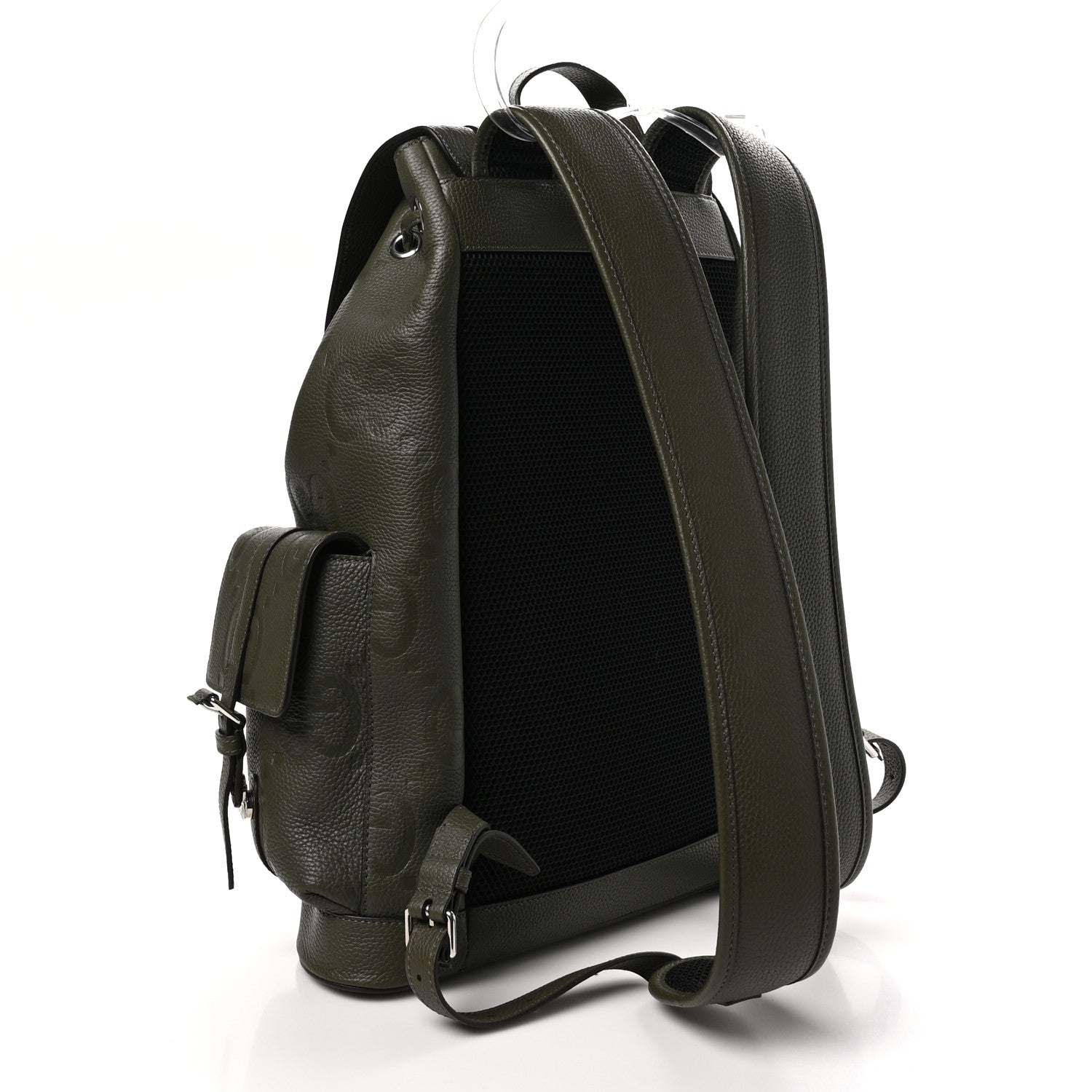 Gucci Piuma Calfskin Jumbo GG Embossed Double Buckle Backpack  Vintage Olive 2 of 10