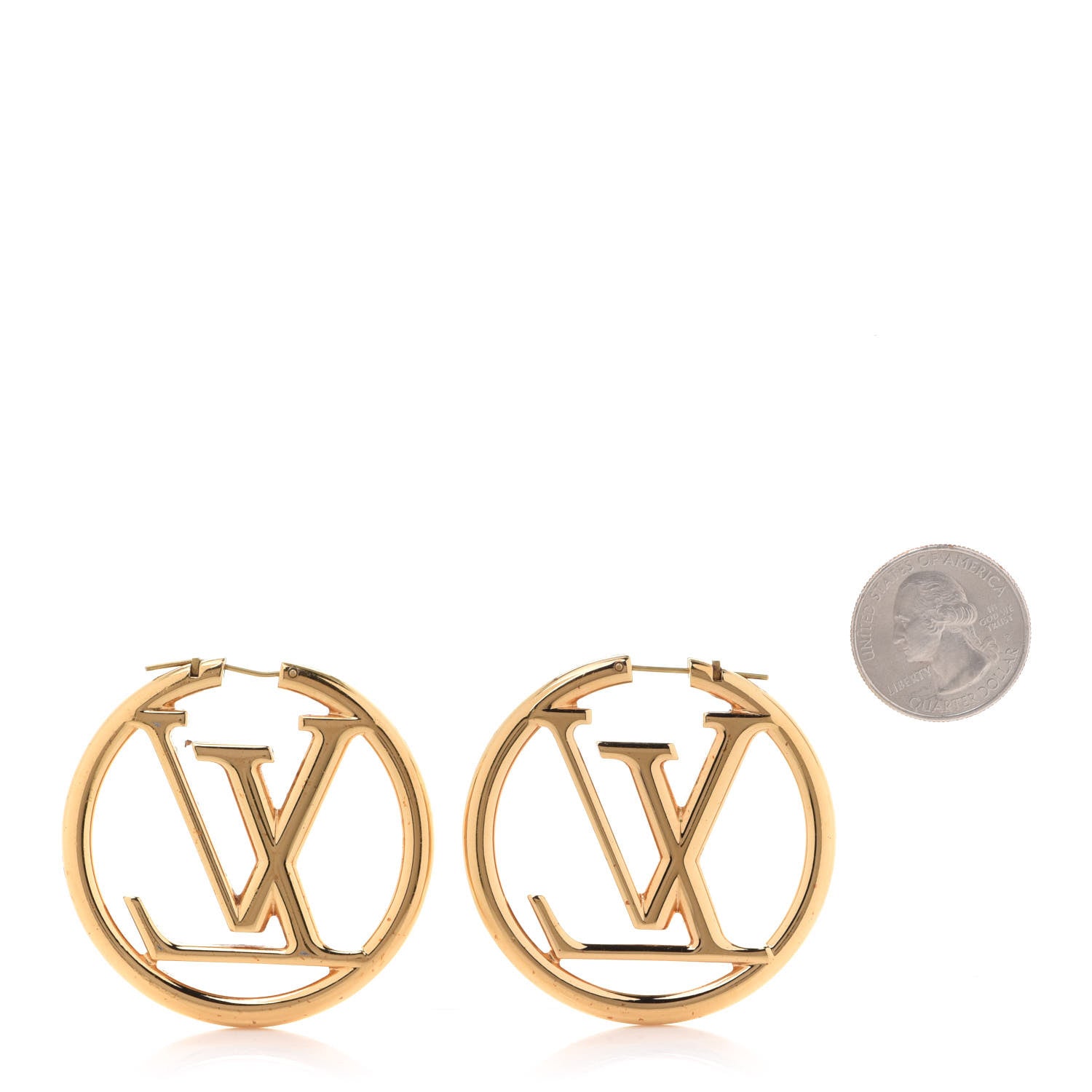 Louis Vuitton Metal Louise Hoop Earrings Gold 2 of 7