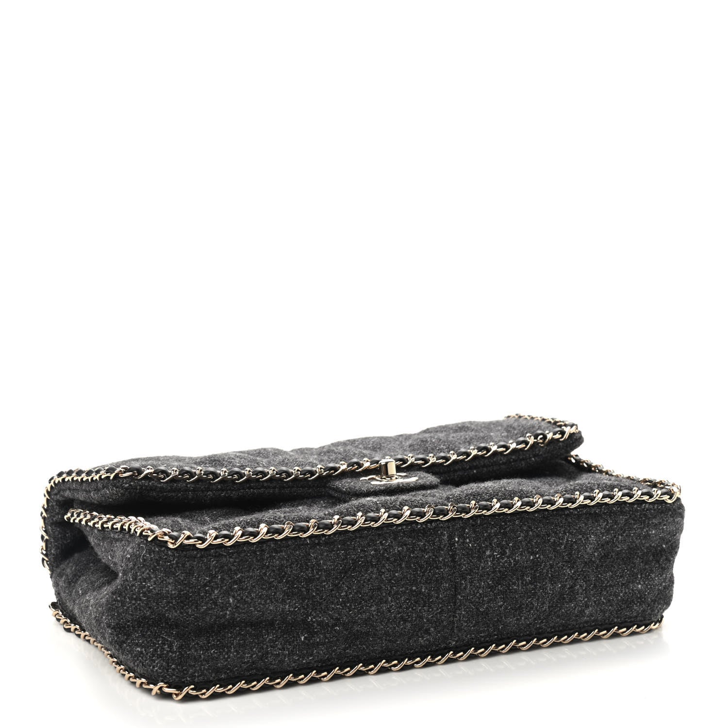 Chanel Wool Tweed Quilted Coco Neige Chain Around Flap Black 4 of 9