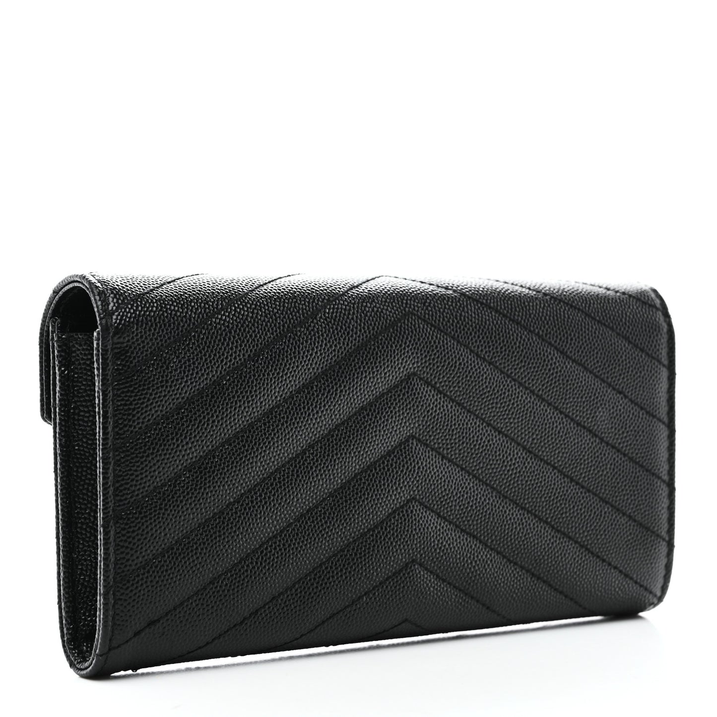Grain De Poudre Matelasse Chevron Monogram Flap Wallet Black