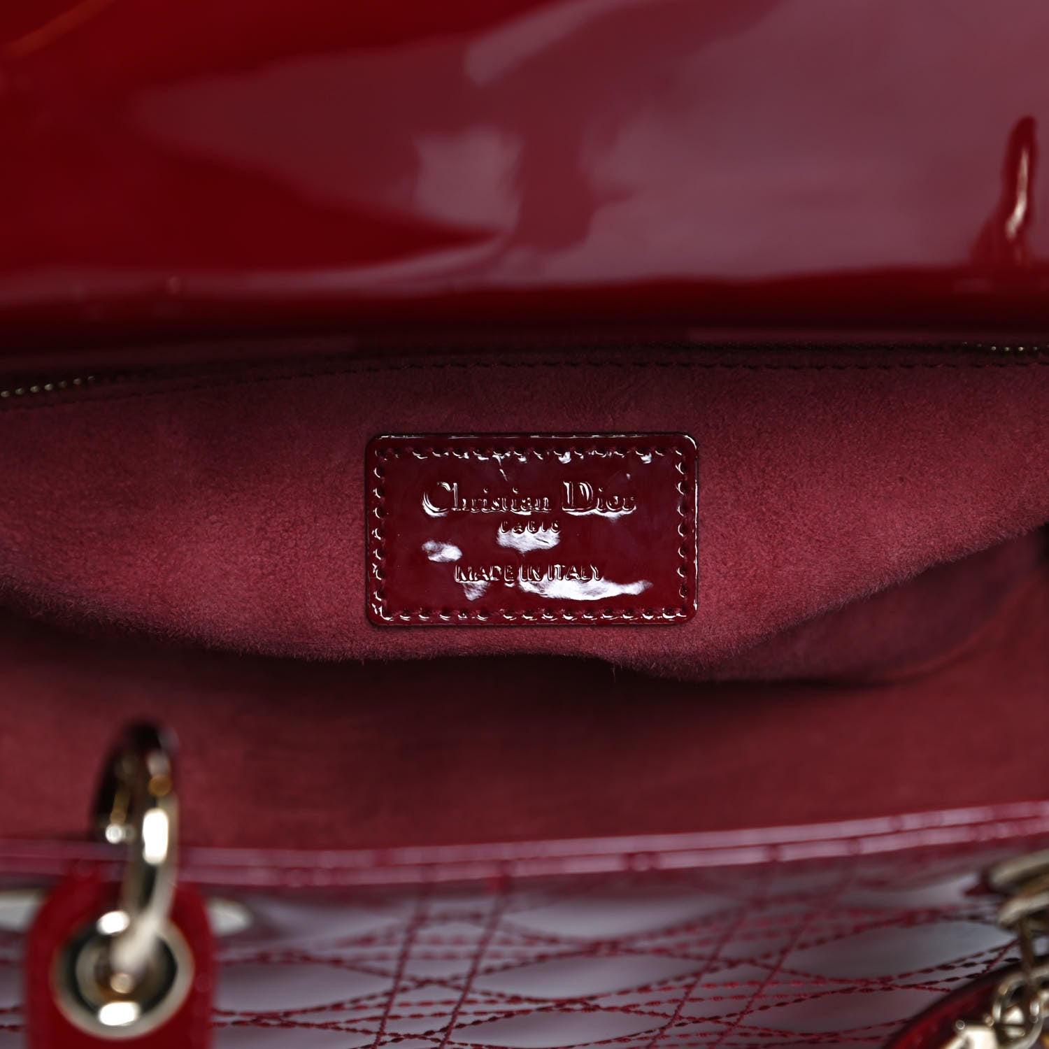 Christian Dior Patent Cannage Medium Lady Dior Red 6 of 11