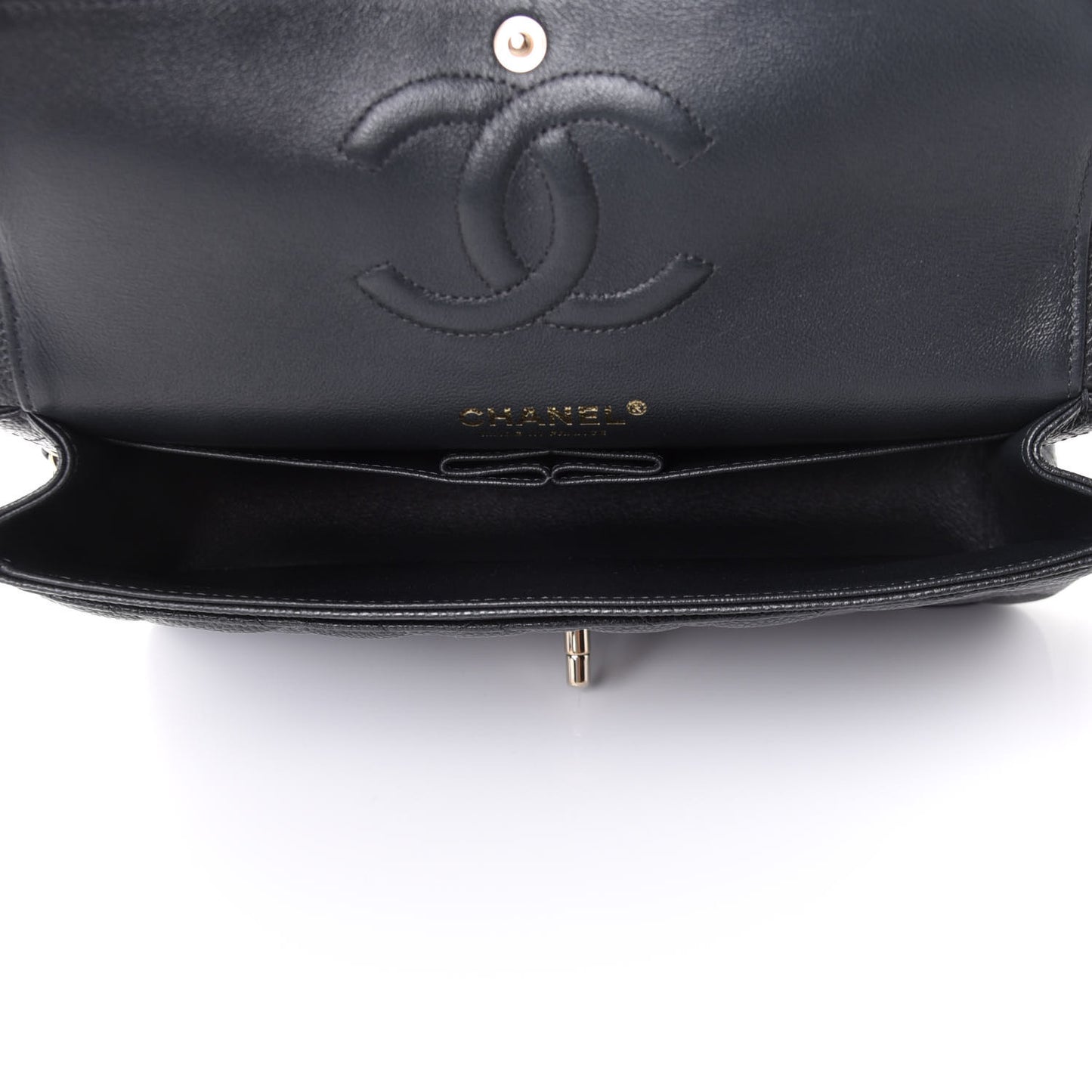 Caviar Quilted Medium Double Flap Dark Grey