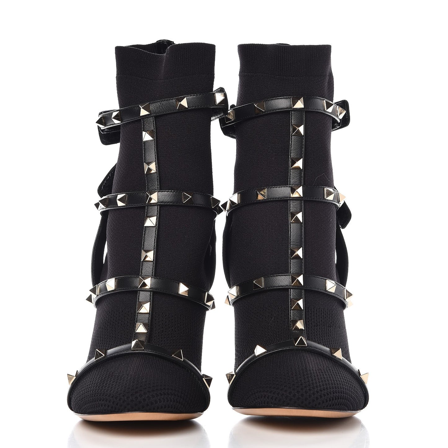 Knit Nappa Rockstud Bodytech 105mm Ankle Boots 40 Black