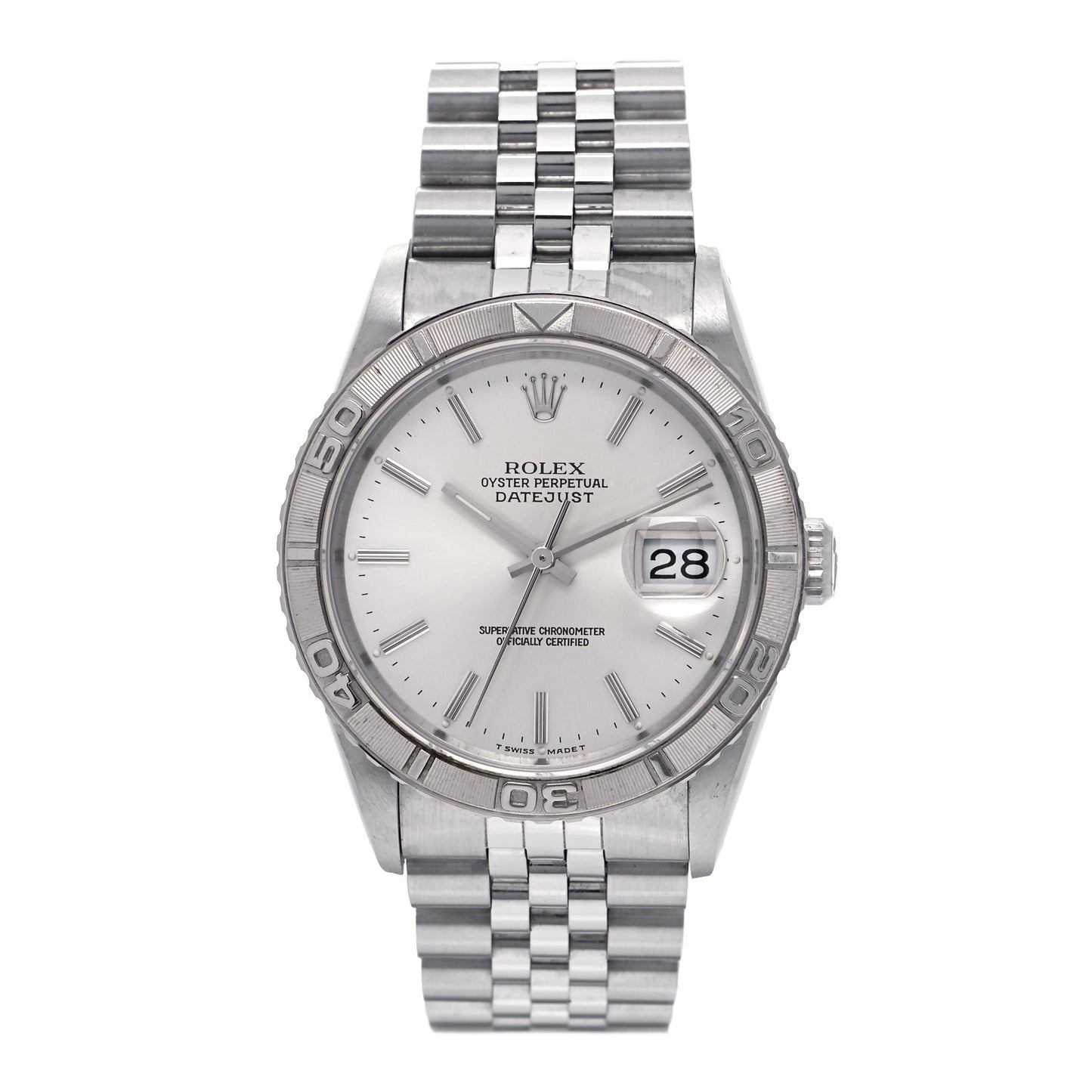 Stainless Steel 36mm Oyster Perpetual Datejust Thunderbird Watch Silver 16264