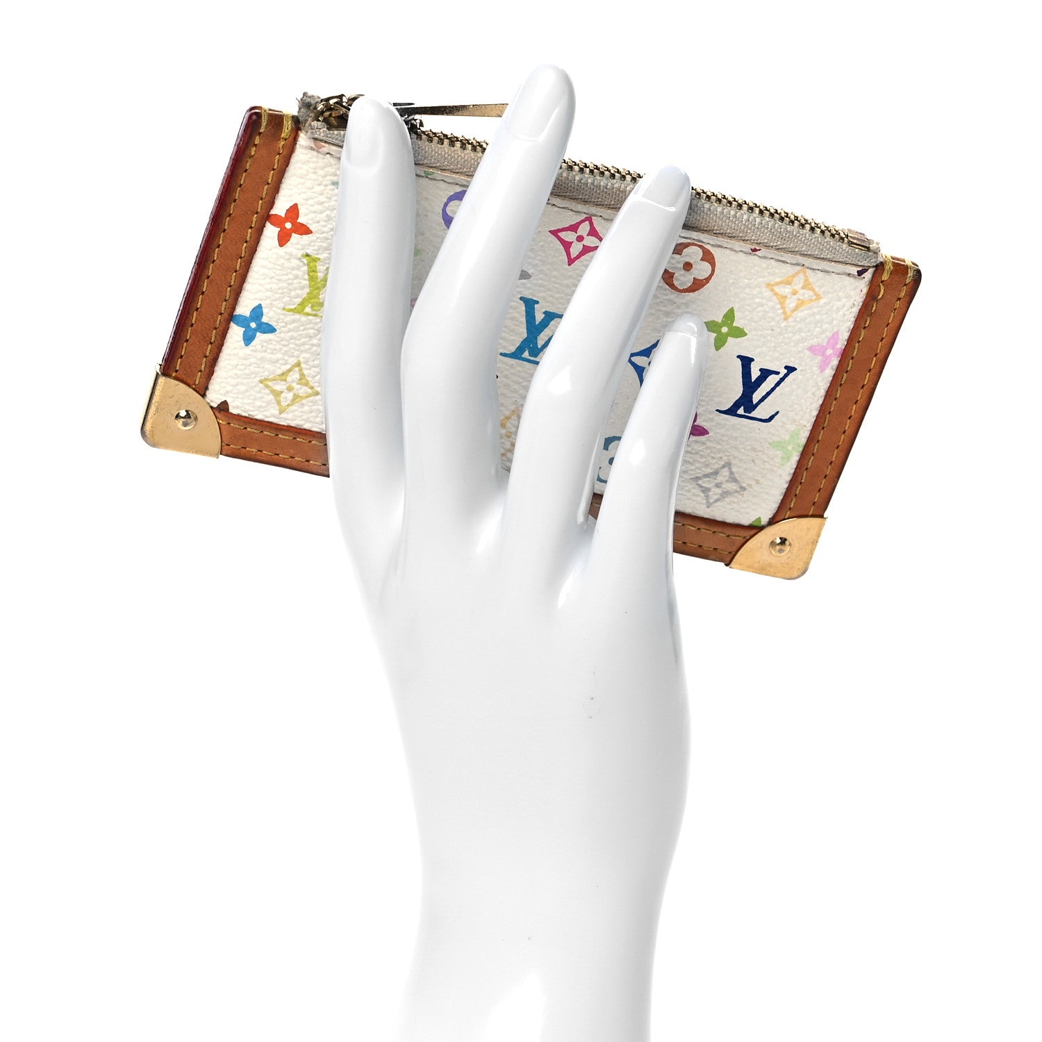Louis Vuitton Monogram Multicolor Key Pouch White 2 of 7
