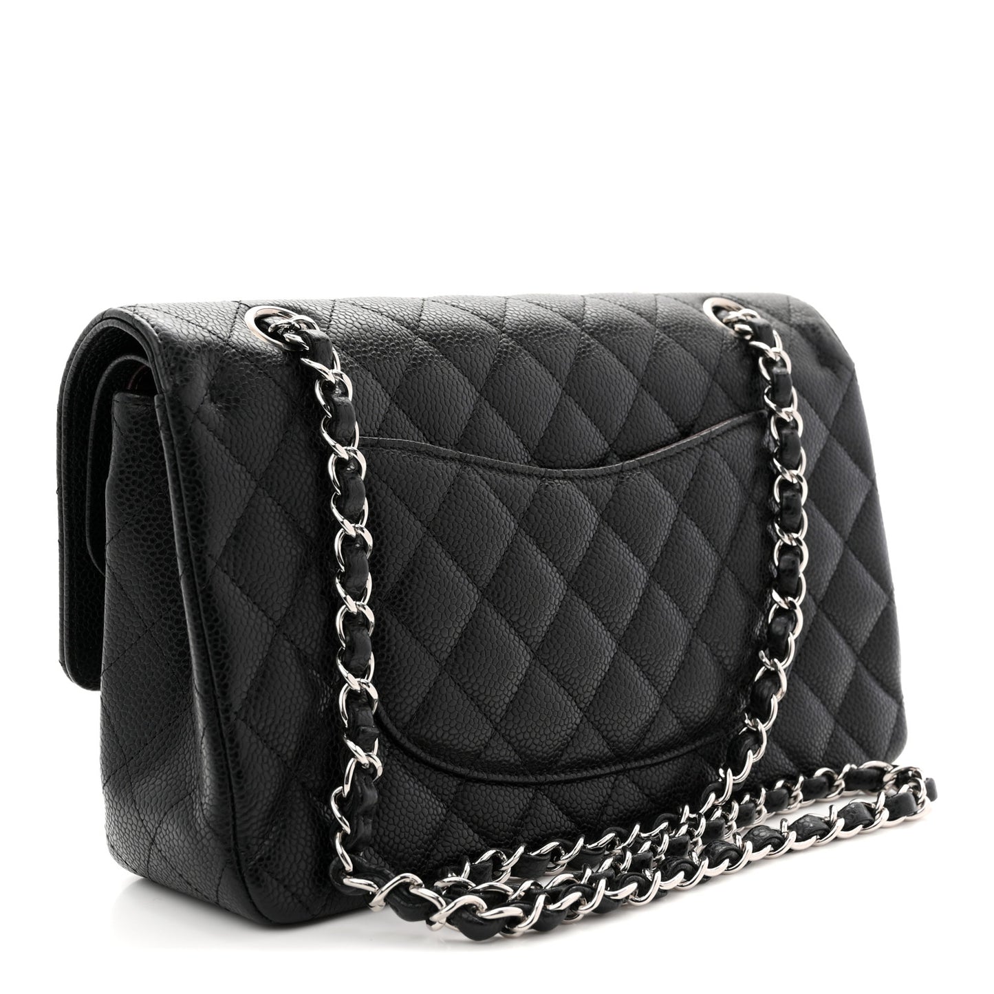 Caviar Quilted Medium Double Flap Black