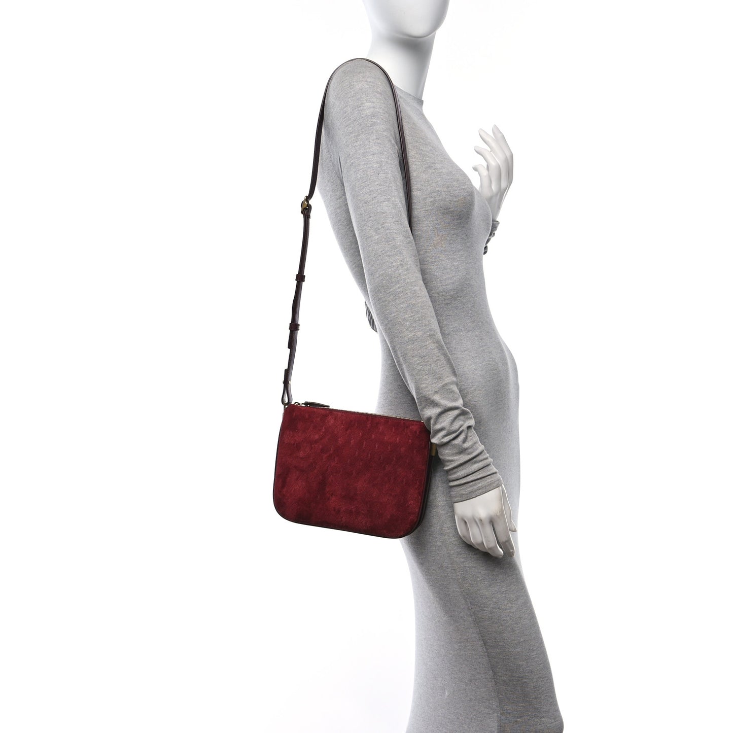 Suede All-Over Monogram Crossbody Burgundy
