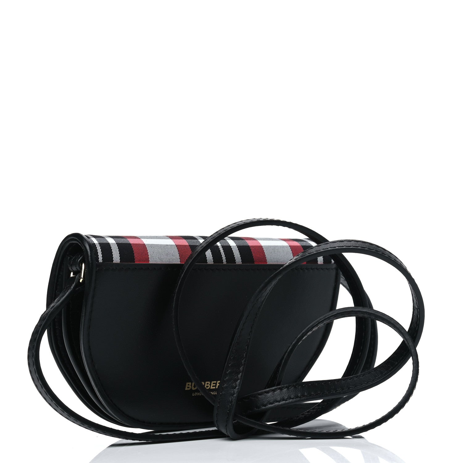 Burberry Calfskin Nylon Tartan Micro Olympia Card Case Bright Red 2 of 9