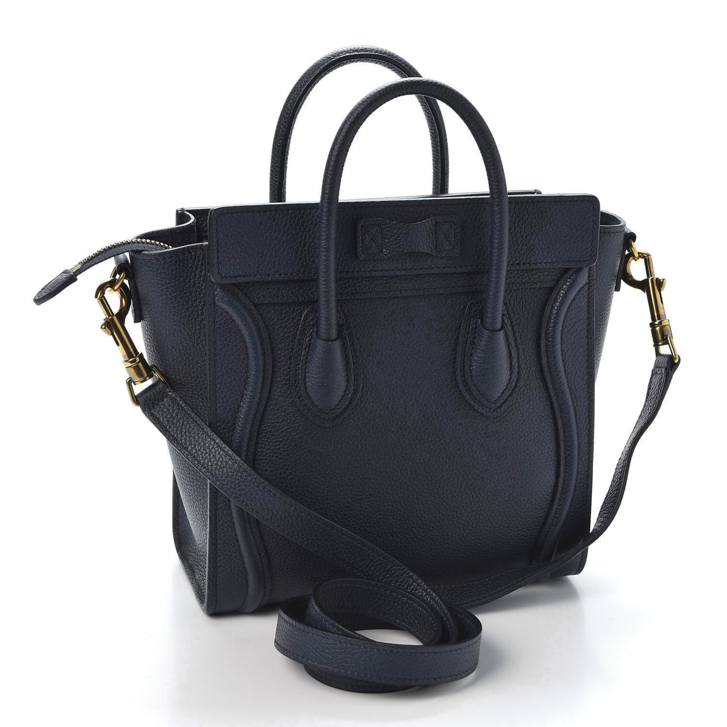 Drummed Calfskin Nano Luggage Navy Blue
