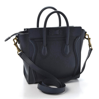 Celine Drummed Calfskin Nano Luggage Navy Blue 2 of 9