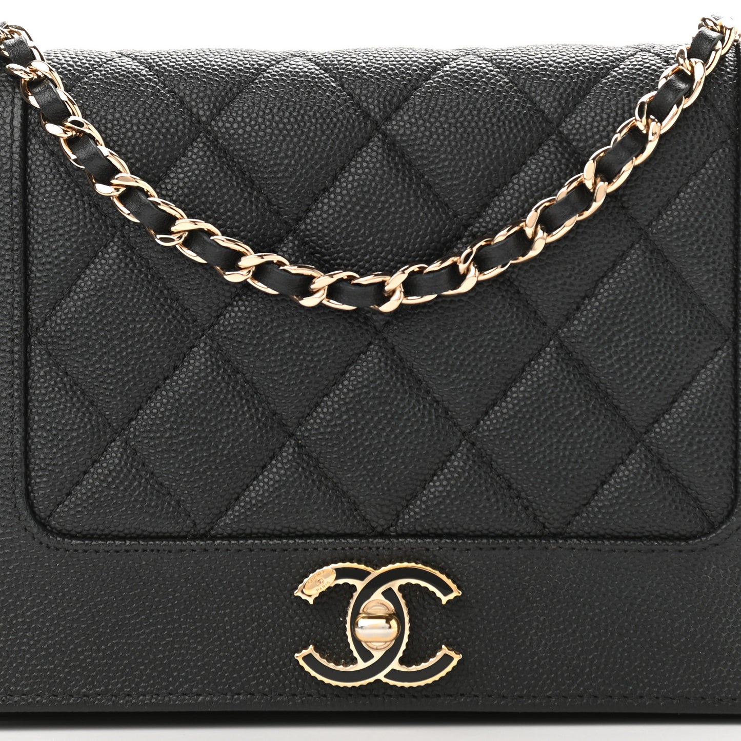 Caviar Quilted Vintage Mademoiselle Wallet On Chain WOC Black