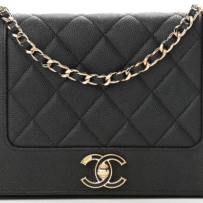 Chanel Caviar Quilted Vintage Mademoiselle Wallet On Chain WOC Black 9 of 12