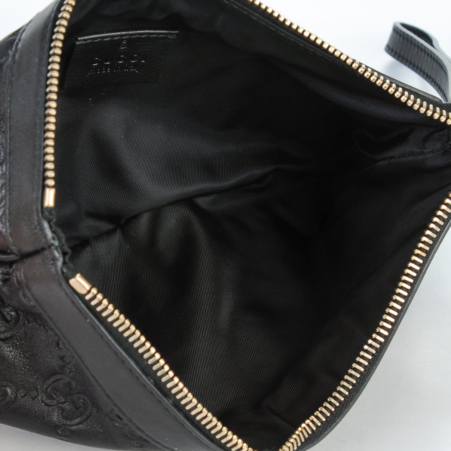 Gucci Guccissima Signature New Britt Wristlet Black 5 of 7