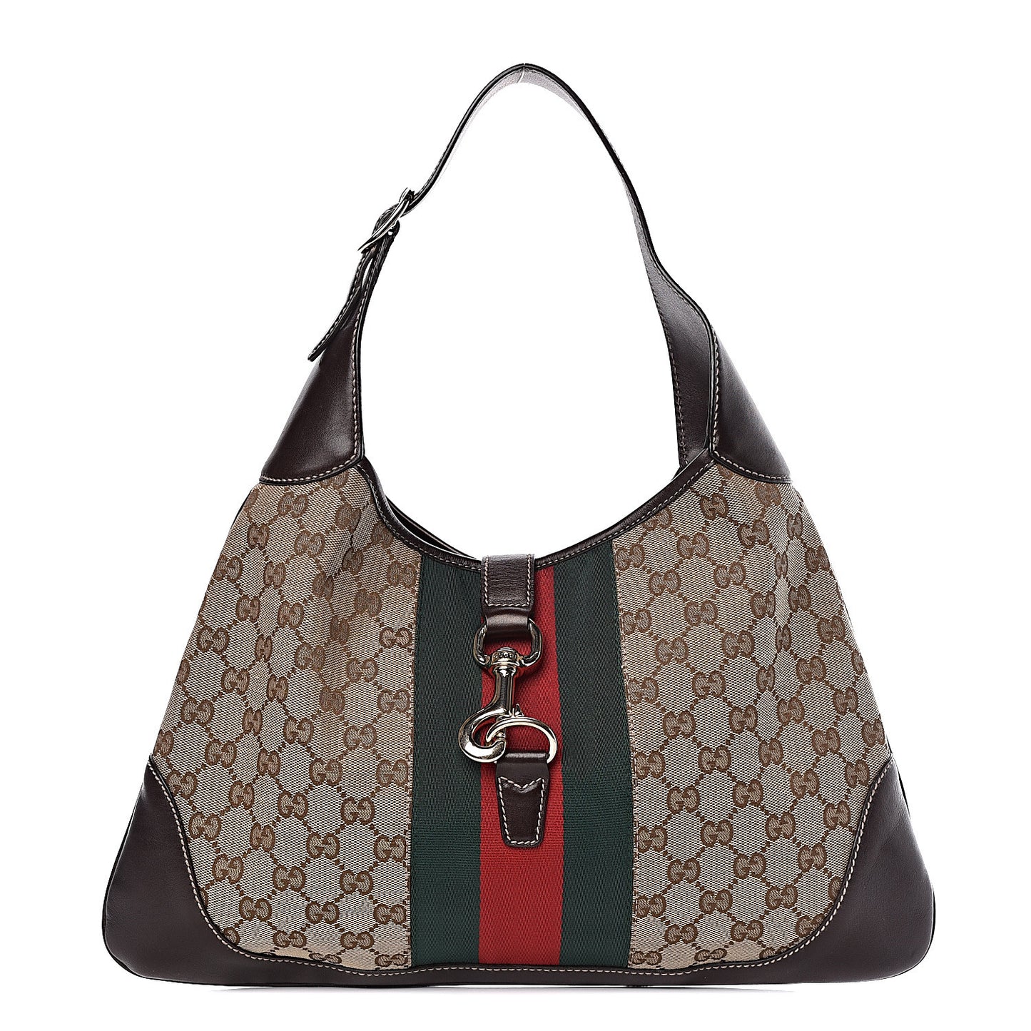 Monogram Web Jackie O Bouvier Hobo Dark Brown