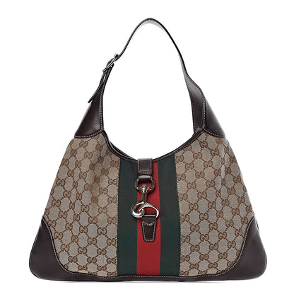 Gucci Monogram Web Jackie O Bouvier Hobo Dark Brown 2 of 16