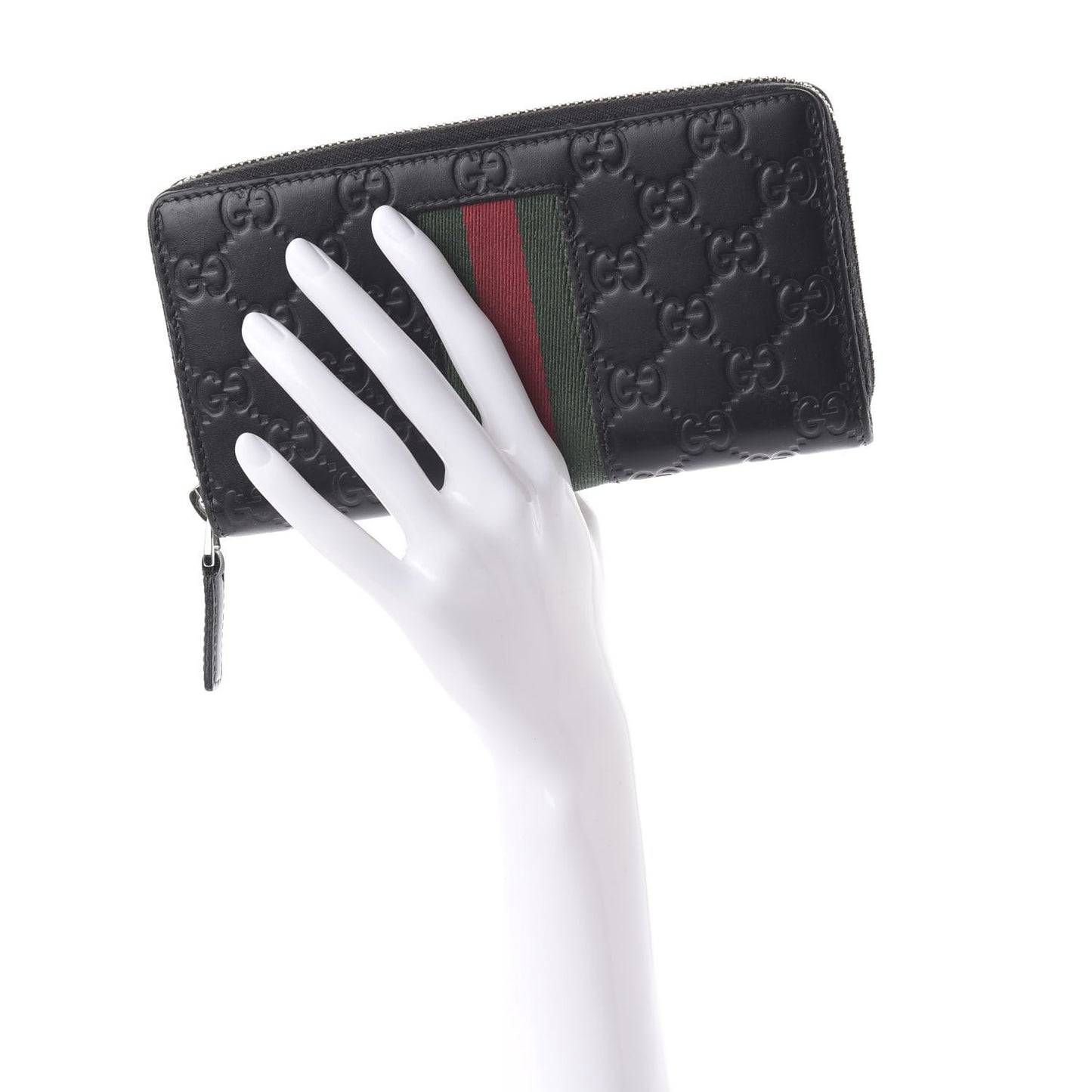 Guccissima Web Zip Around Wallet Black