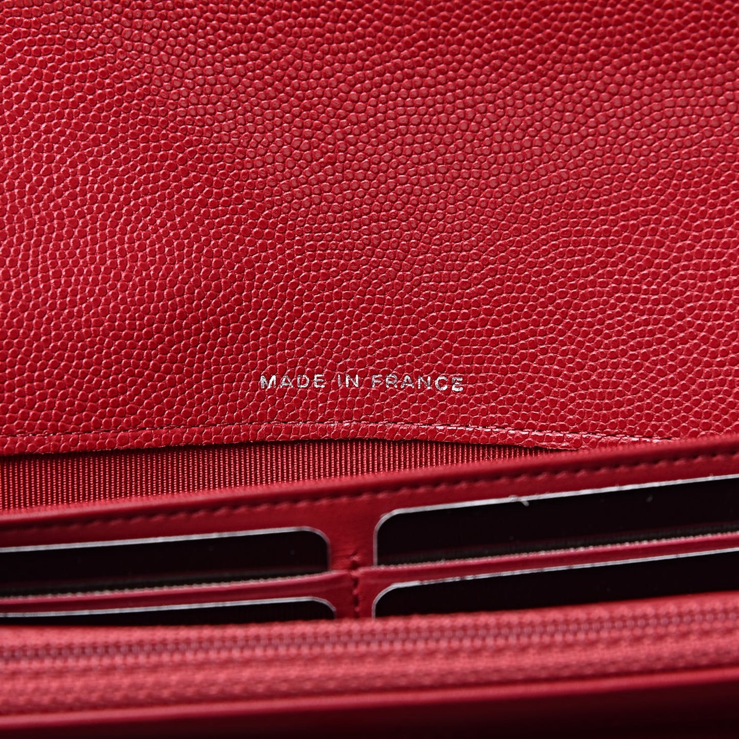 Caviar Quilted Large Gusset Flap Wallet Dark Red