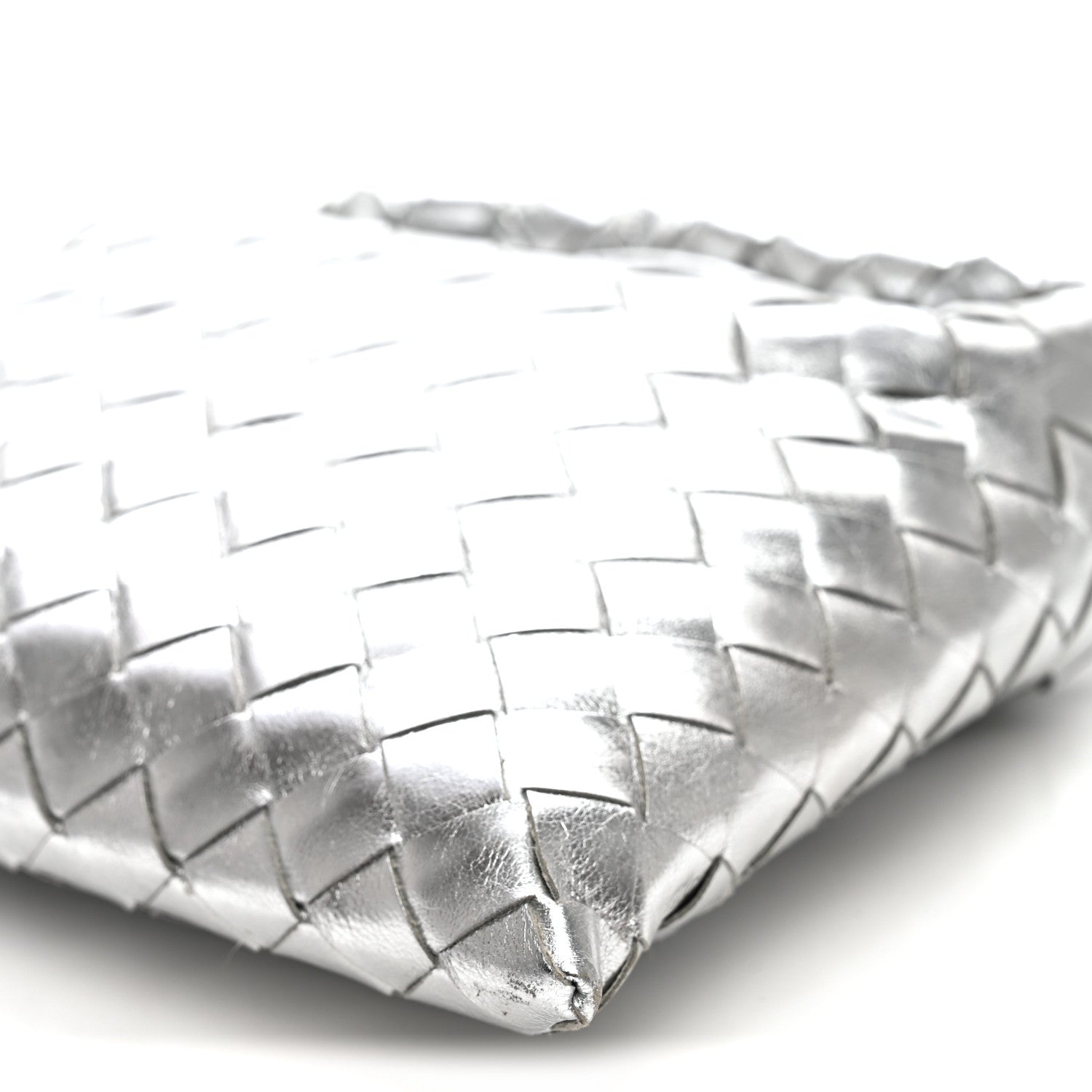 Bottega Veneta Metallic Lambskin Intrecciato Mini Hop Silver 9 of 9