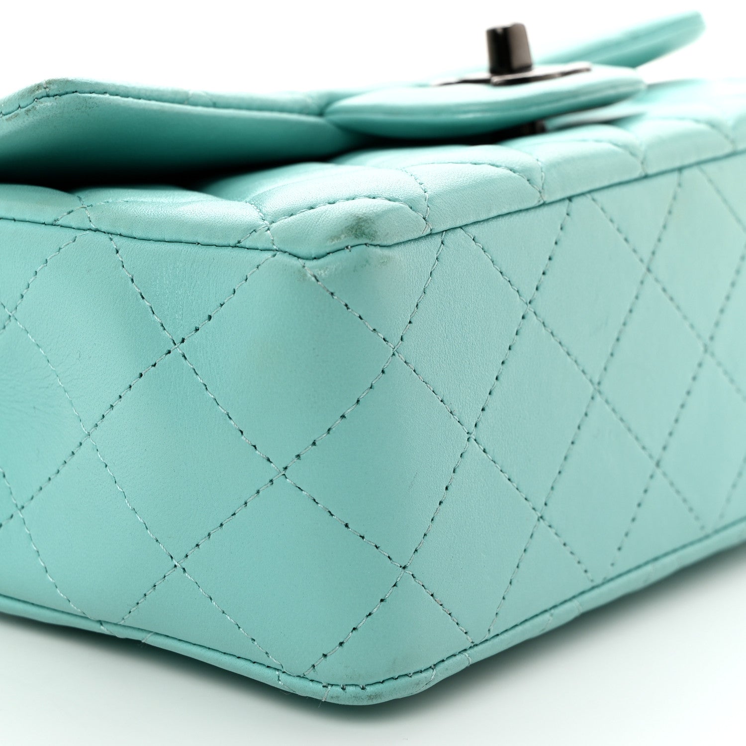Chanel Lambskin Quilted Mini Rectangular Flap Turquoise 9 of 10