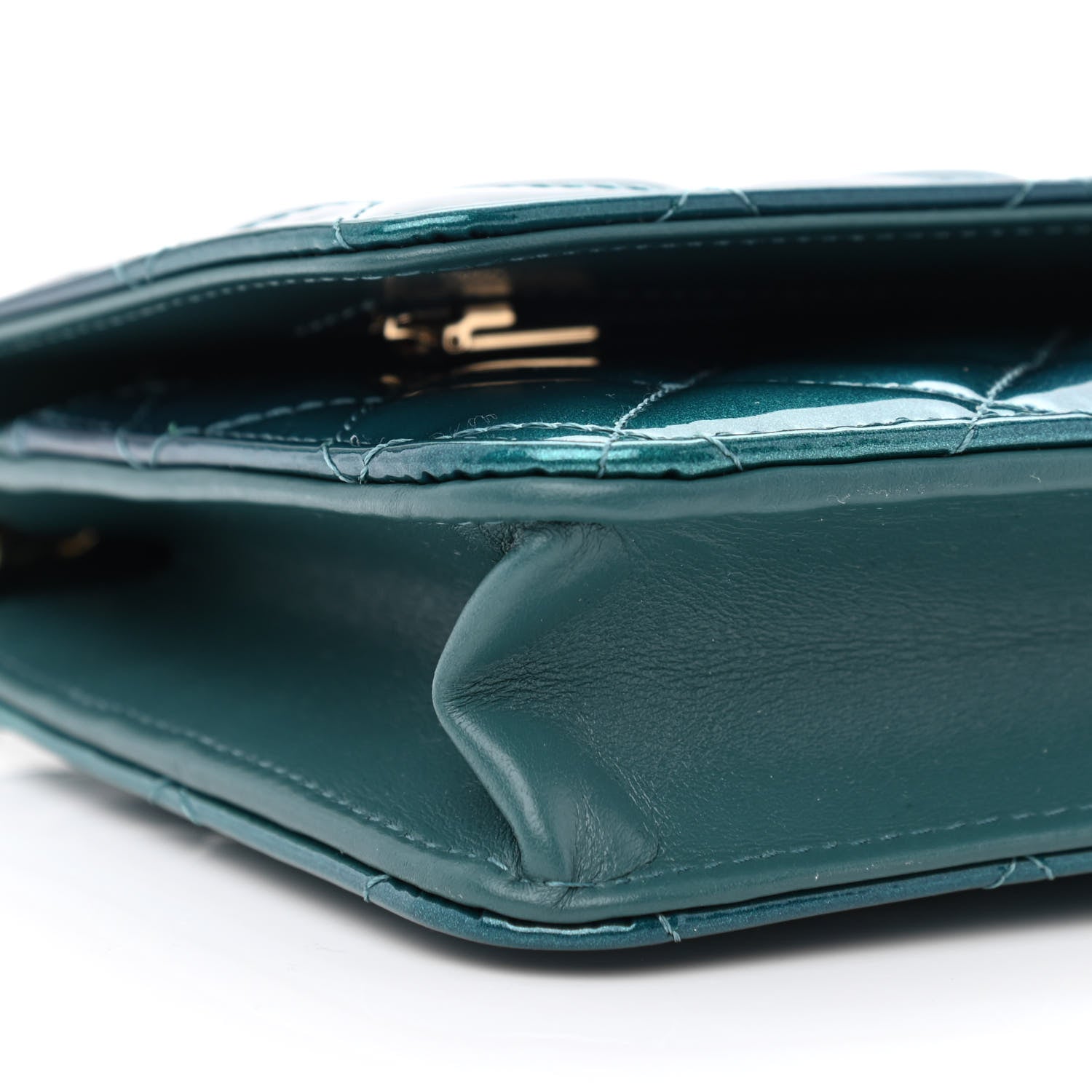 Chanel Shaded Patent Calfskin Quilted Wallet On Chain WOC Green Blue 10 of 12