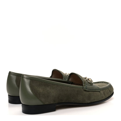 Gucci Corduroy Womens 1953 Horsebit Loafers 40 Sweet Military 5 of 10