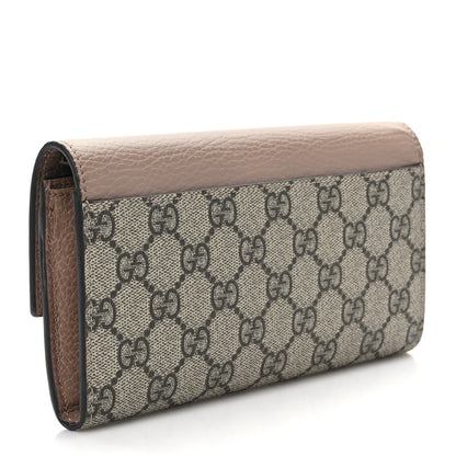 Gucci Dollar Calfskin GG Supreme Monogram GG Marmont Continental Wallet Porcelain Rose Beige Ebony 3 of 8